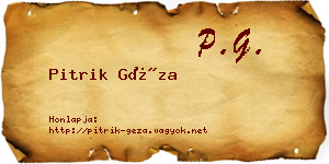 Pitrik Géza névjegykártya